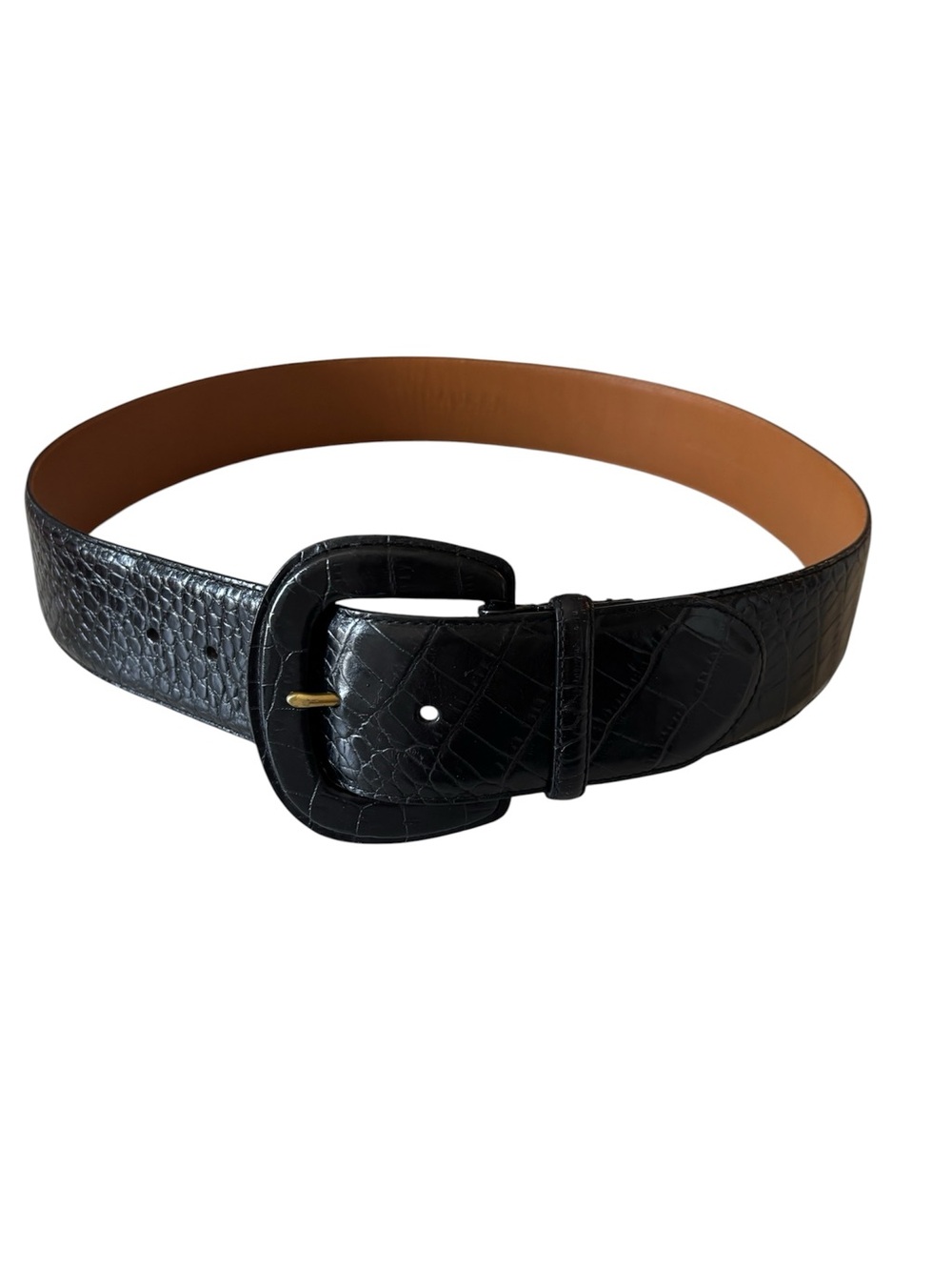 Women’s Black Ralph Lauren Belt Crocodile Pattern